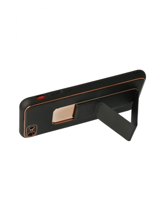 Newface iPhone 7 Kılıf Coco Deri Standlı Kapak - Siyah