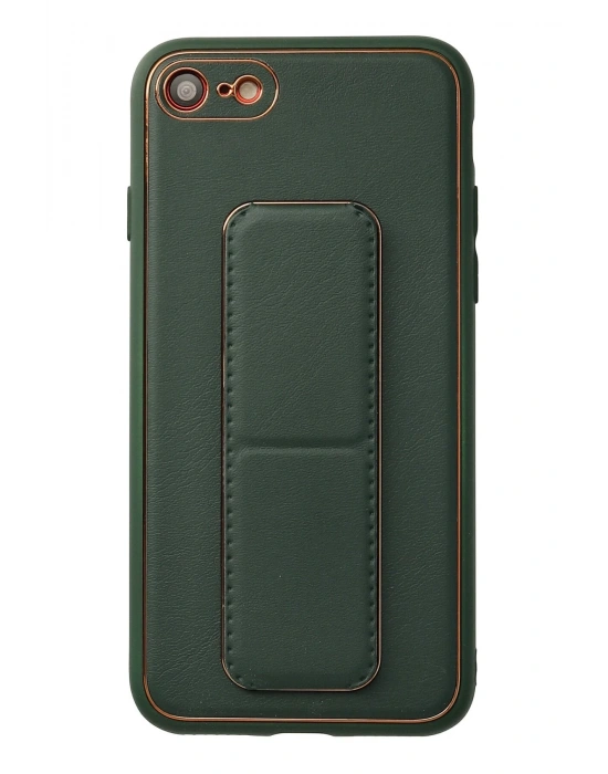 Newface iPhone 7 Kılıf Coco Deri Standlı Kapak - Yeşil