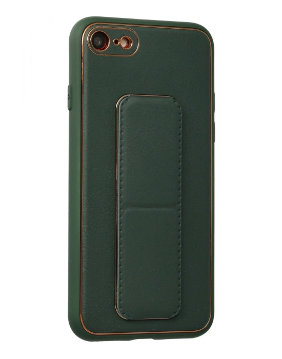 Newface iPhone 7 Kılıf Coco Deri Standlı Kapak - Yeşil