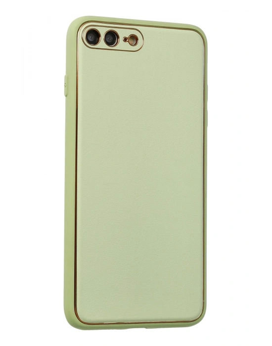 Newface iPhone 7 Plus Kılıf Coco Deri Silikon Kapak - Açık Yeşil