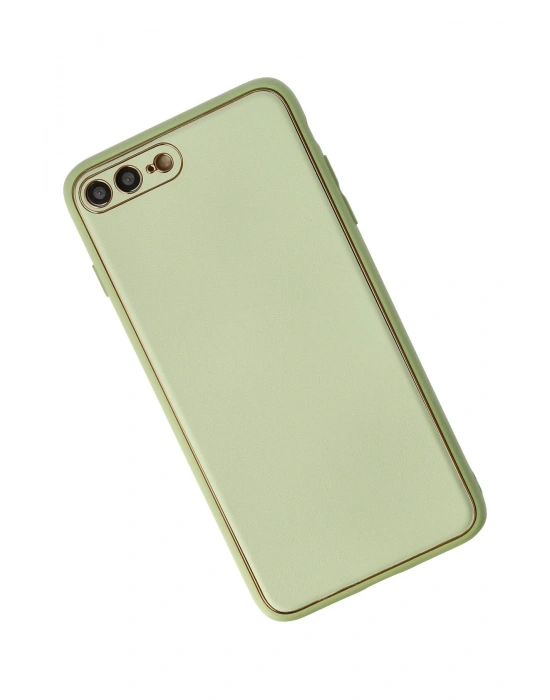 Newface iPhone 7 Plus Kılıf Coco Deri Silikon Kapak - Açık Yeşil