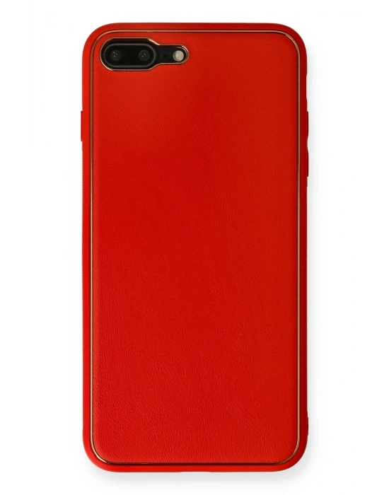 Newface iPhone 7 Plus Kılıf Coco Deri Silikon Kapak - Kırmızı