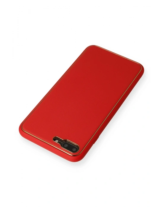 Newface iPhone 7 Plus Kılıf Coco Deri Silikon Kapak - Kırmızı