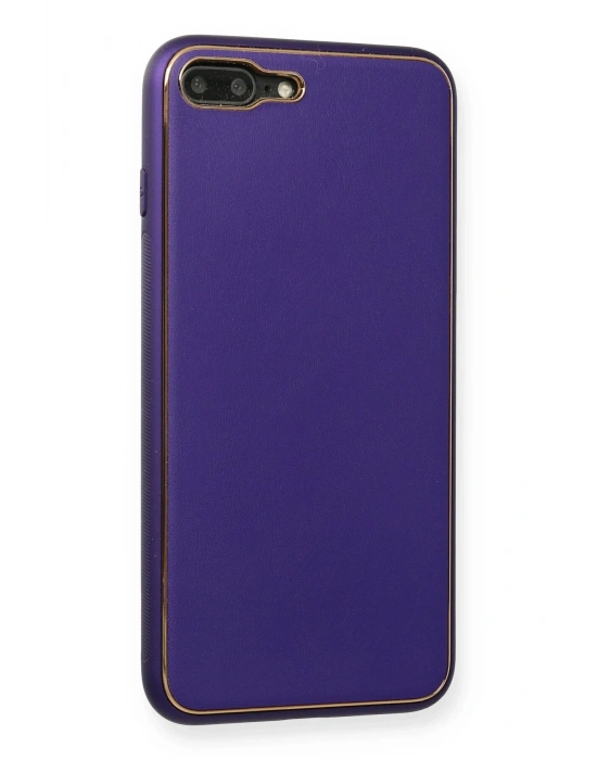 Newface iPhone 7 Plus Kılıf Coco Deri Silikon Kapak - Mor