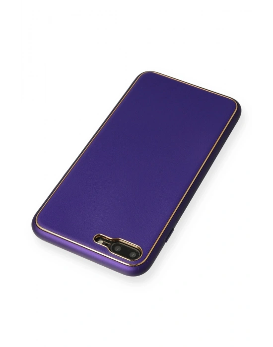 Newface iPhone 7 Plus Kılıf Coco Deri Silikon Kapak - Mor