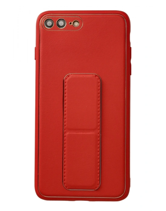 Newface iPhone 7 Plus Kılıf Coco Deri Standlı Kapak - Kırmızı
