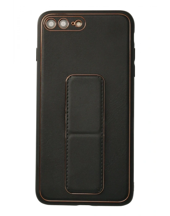 Newface iPhone 7 Plus Kılıf Coco Deri Standlı Kapak - Siyah