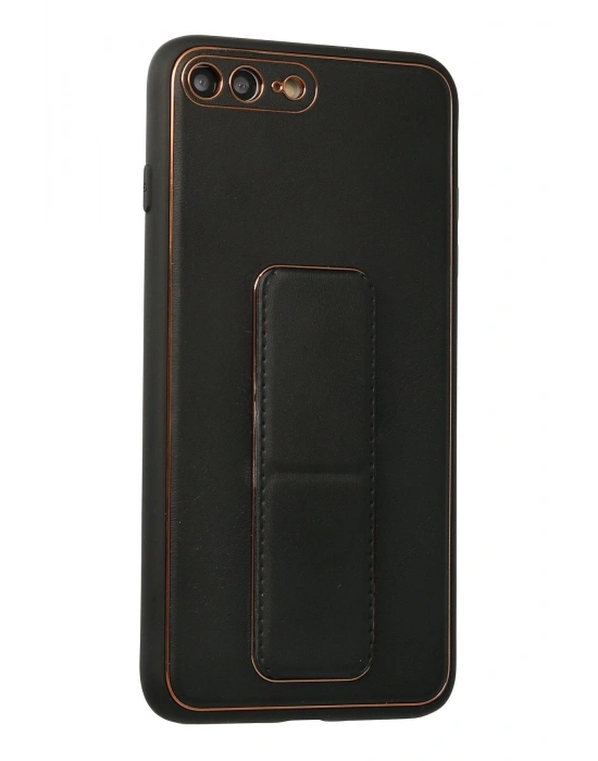 Newface iPhone 7 Plus Kılıf Coco Deri Standlı Kapak - Siyah