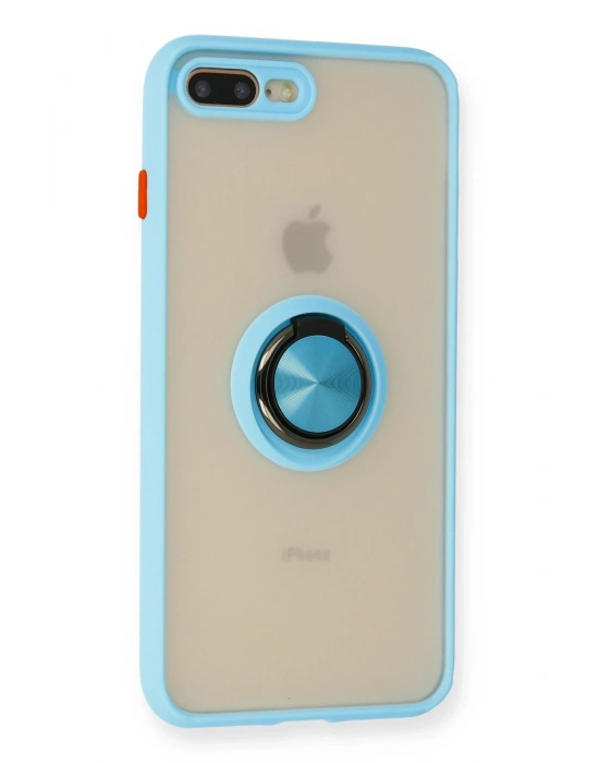 Newface iPhone 7 Plus Kılıf Montreal Yüzüklü Silikon Kapak - Buz Mavi