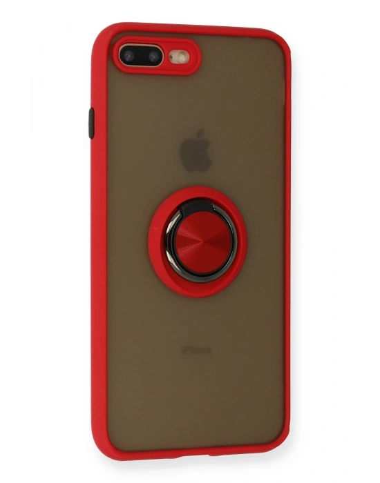 Newface iPhone 7 Plus Kılıf Montreal Yüzüklü Silikon Kapak - Kırmızı