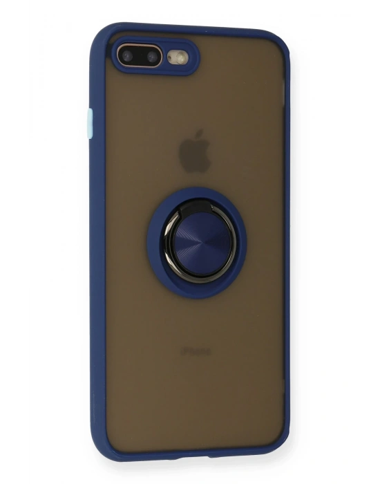 Newface iPhone 7 Plus Kılıf Montreal Yüzüklü Silikon Kapak - Lacivert