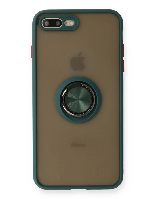 Newface iPhone 7 Plus Kılıf Montreal Yüzüklü Silikon Kapak - Yeşil