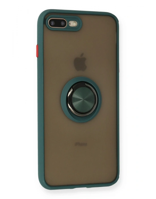 Newface iPhone 7 Plus Kılıf Montreal Yüzüklü Silikon Kapak - Yeşil