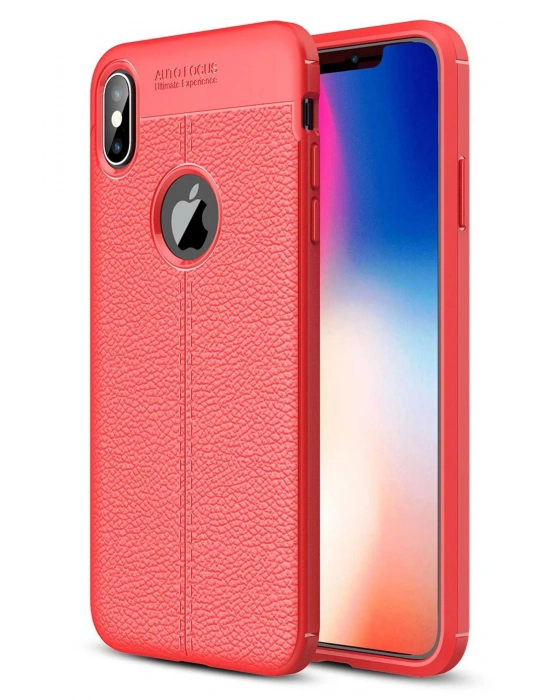 Newface iPhone X Kılıf Auto Focus Kapak - Kırmızı