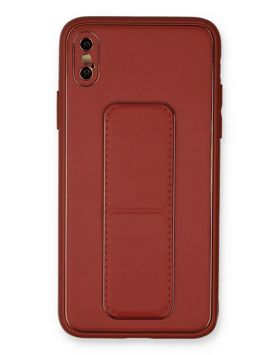 Newface iPhone XS Max Kılıf Coco Deri Standlı Kapak - Fuşya