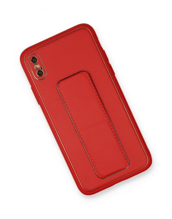 Newface iPhone XS Max Kılıf Coco Deri Standlı Kapak - Kırmızı