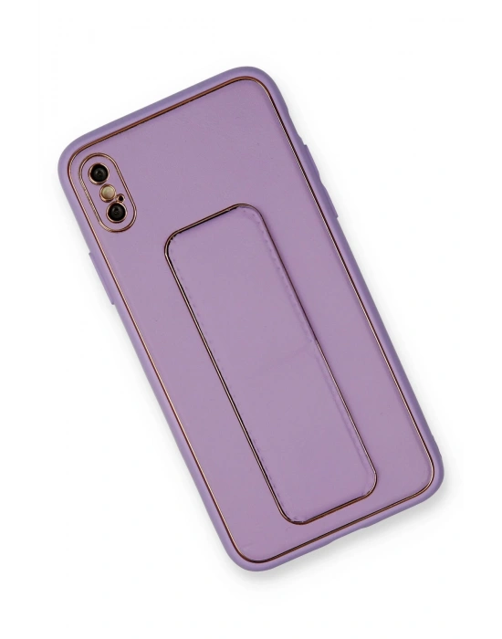 Newface iPhone XS Max Kılıf Coco Deri Standlı Kapak - Koyu Lila