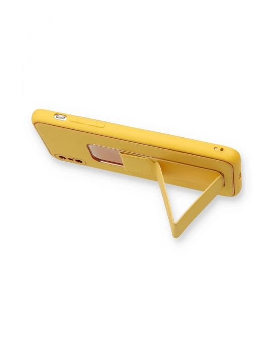 Newface iPhone XS Max Kılıf Coco Deri Standlı Kapak - Sarı