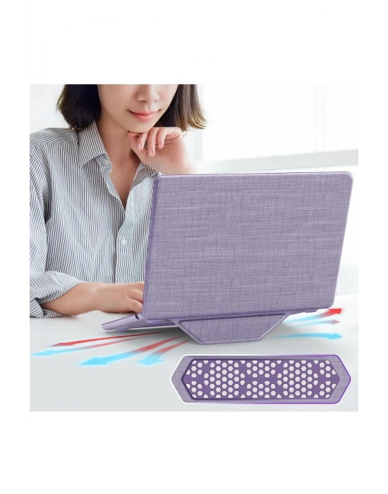 Newface Macbook Air 15 2023 Macbook Kumaş Kapak - Mor