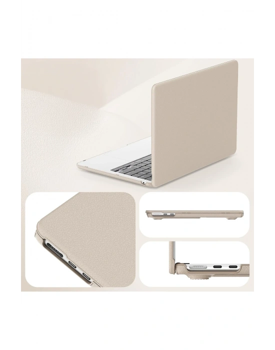 Newface Macbook Air 15 2024 Macbook Deri Kapak - Gold