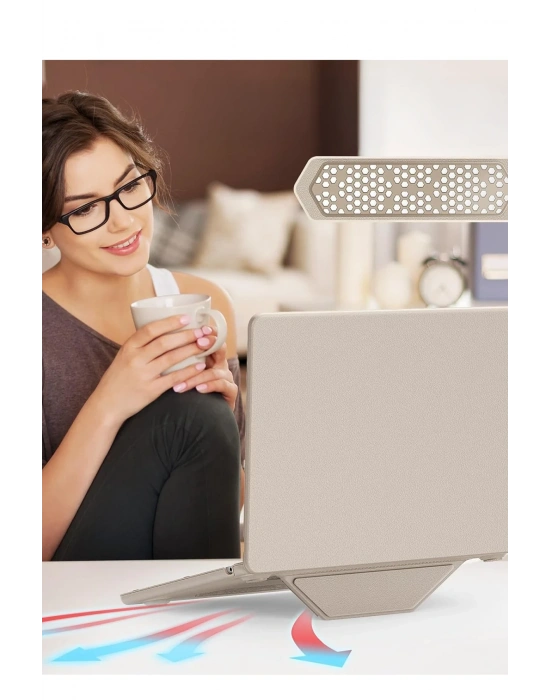 Newface Macbook Air 15 2024 Macbook Deri Kapak - Gold