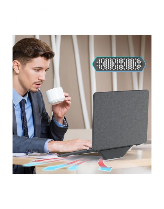 Newface Macbook Air 15 2024 Macbook Deri Kapak - Gri