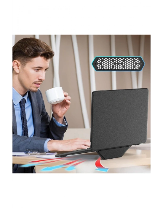 Newface Macbook Air 15 2024 Macbook Deri Kapak - Siyah