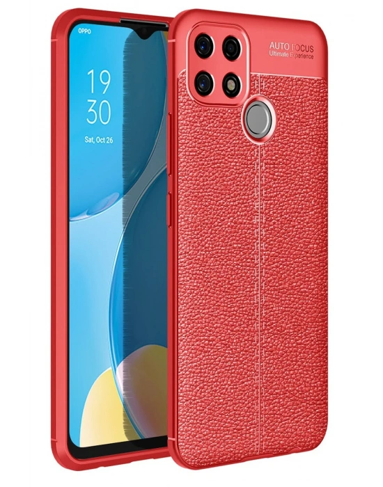 Newface Oppo A15 Kılıf Auto Focus Kapak - Kırmızı