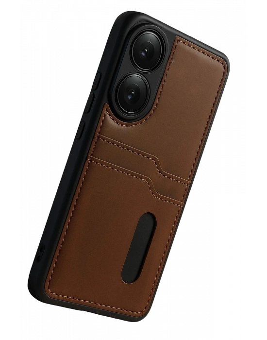 Newface Oppo A38 Sara Kartvizitli Deri Kılıf - Taba