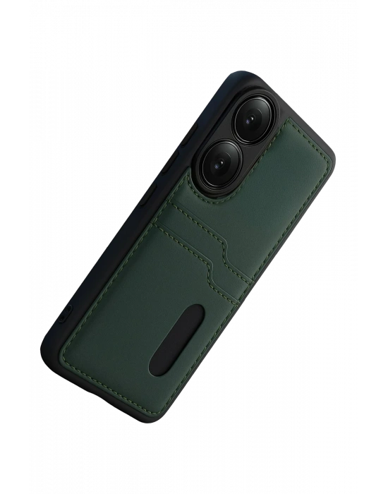 Newface Oppo A38 Sara Kartvizitli Deri Kılıf - Yeşil