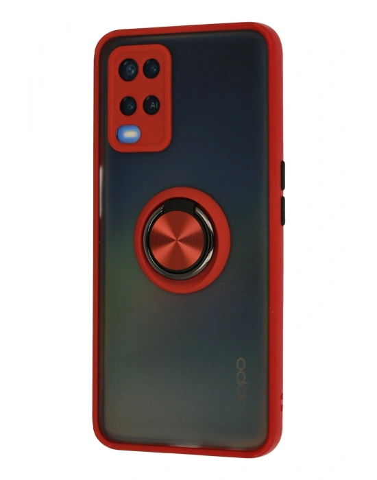 Newface Oppo A54 4G Kılıf Montreal Yüzüklü Silikon Kapak - Kırmızı
