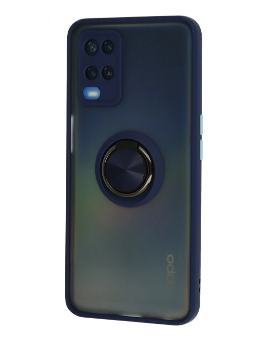 Newface Oppo A54 4G Kılıf Montreal Yüzüklü Silikon Kapak - Lacivert