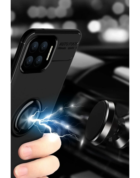 Newface Oppo A73 Kılıf Range Yüzüklü Silikon - Siyah-Kırmızı