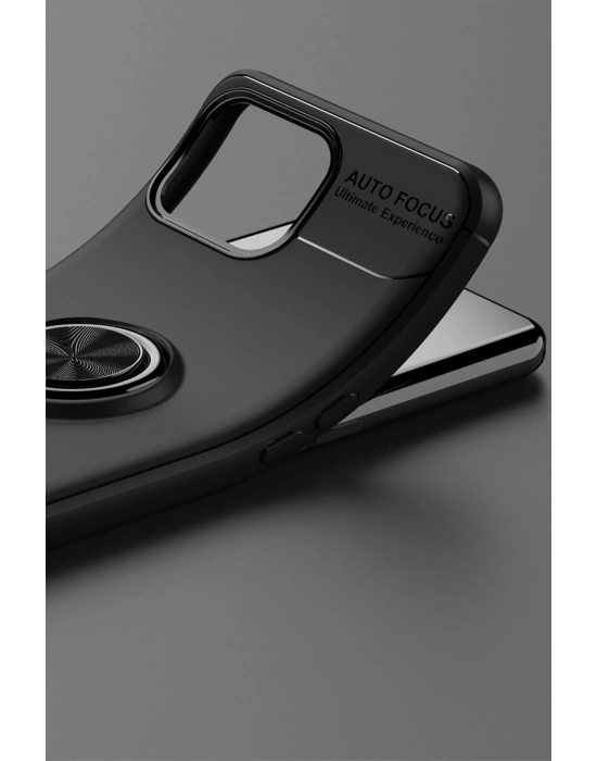 Newface Oppo A73 Kılıf Range Yüzüklü Silikon - Siyah-Kırmızı