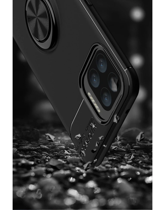 Newface Oppo A73 Kılıf Range Yüzüklü Silikon - Siyah-Kırmızı