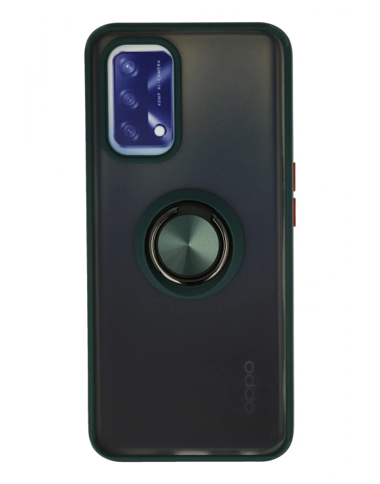 Newface Oppo A74 4G Kılıf Montreal Yüzüklü Silikon Kapak - Yeşil