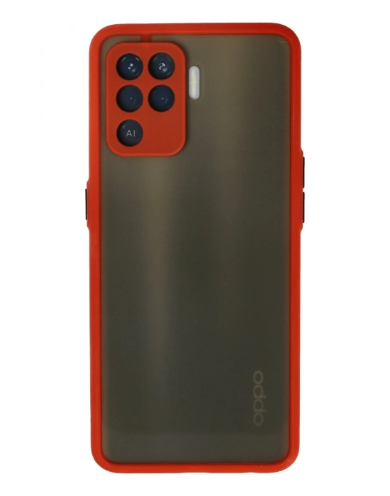 Newface Oppo Reno 5 Lite Kılıf Montreal Silikon Kapak - Kırmızı