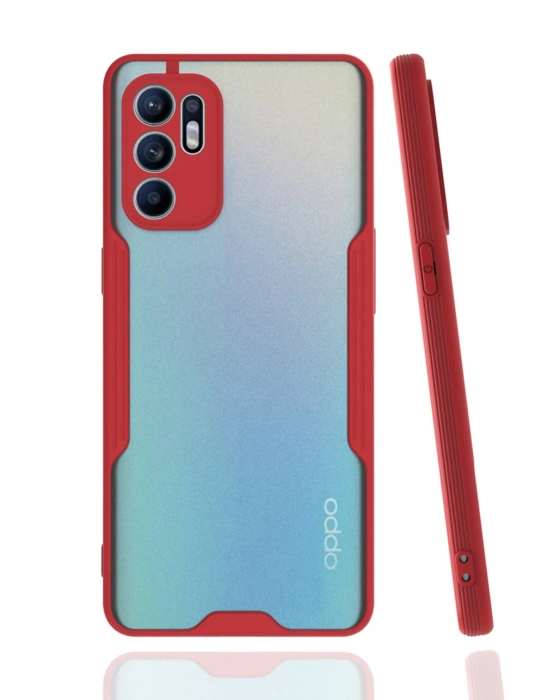 Newface Oppo Reno 6 Kılıf Platin Silikon - Kırmızı