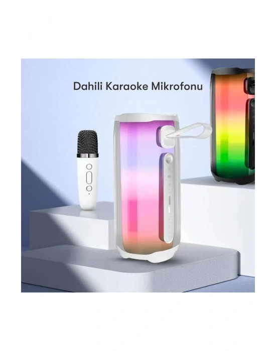 Newface Pluse 5 Mikrofonlu RGB Kablosuz Hoparlör - Beyaz