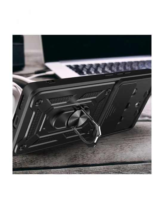 Newface Realme 11 Pro Kılıf Pars Lens Yüzüklü Silikon - Siyah