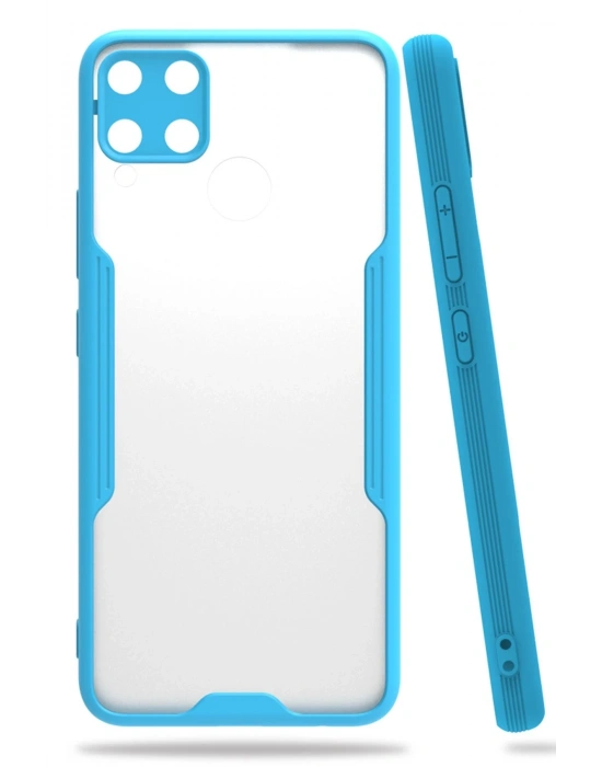 Newface Realme C15 Kılıf Platin Silikon - Mavi