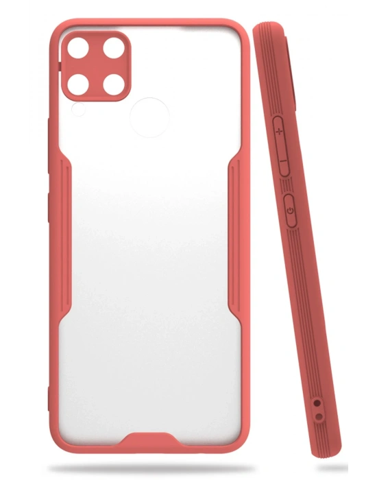 Newface Realme C15 Kılıf Platin Silikon - Pembe