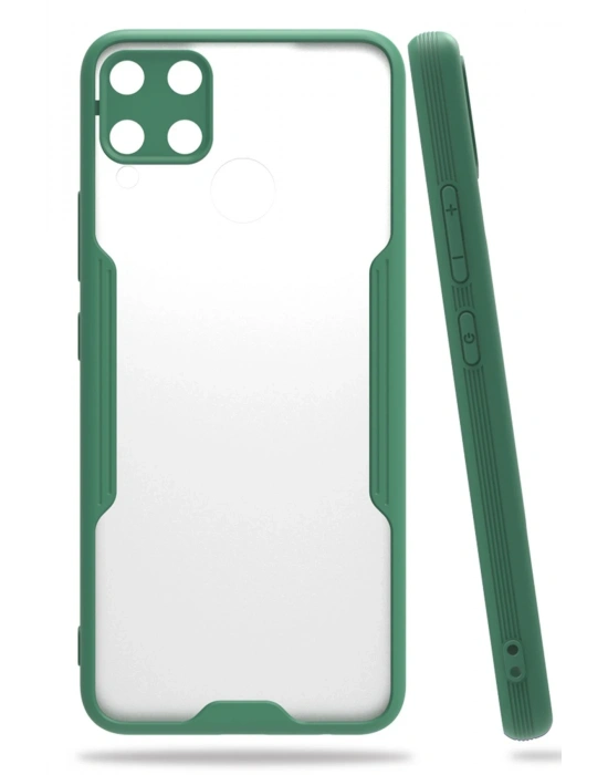 Newface Realme C15 Kılıf Platin Silikon - Yeşil