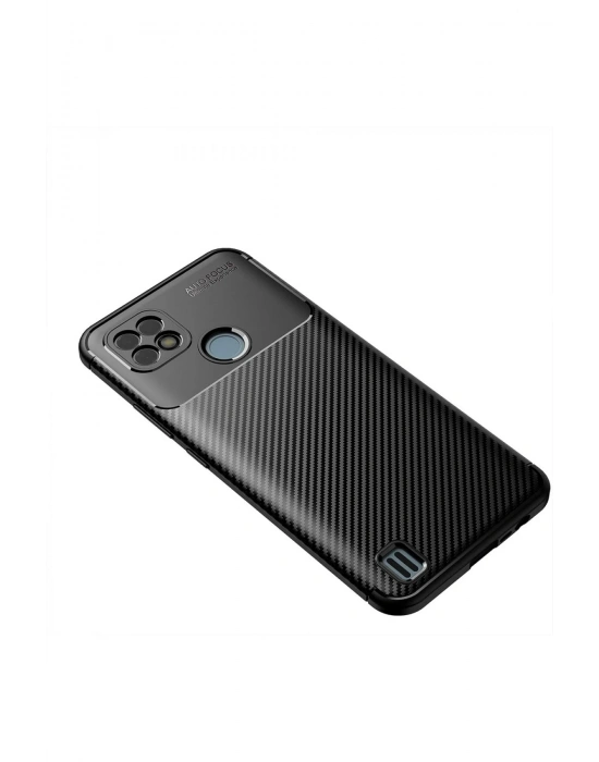 Newface Realme C21 Kılıf Auto Focus Karbon Kapak - Siyah