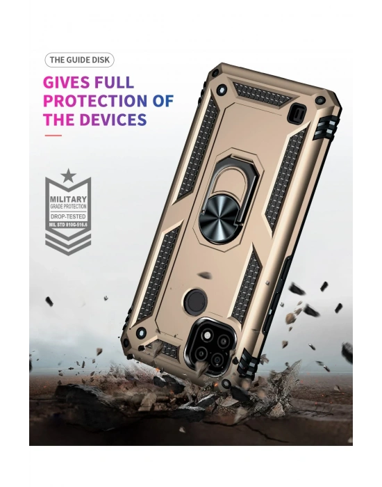 Newface Realme C21 Kılıf Sofya Yüzüklü Silikon Kapak - Gold