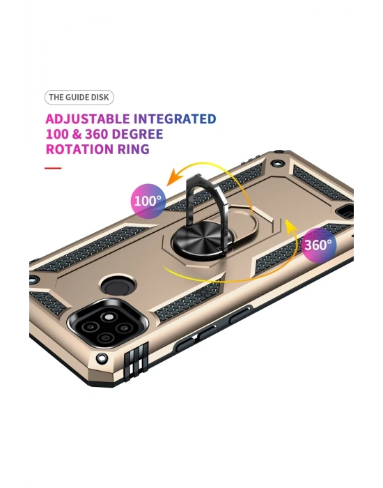 Newface Realme C21 Kılıf Sofya Yüzüklü Silikon Kapak - Gold