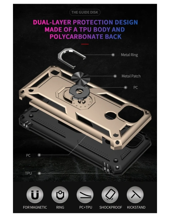 Newface Realme C21 Kılıf Sofya Yüzüklü Silikon Kapak - Gold