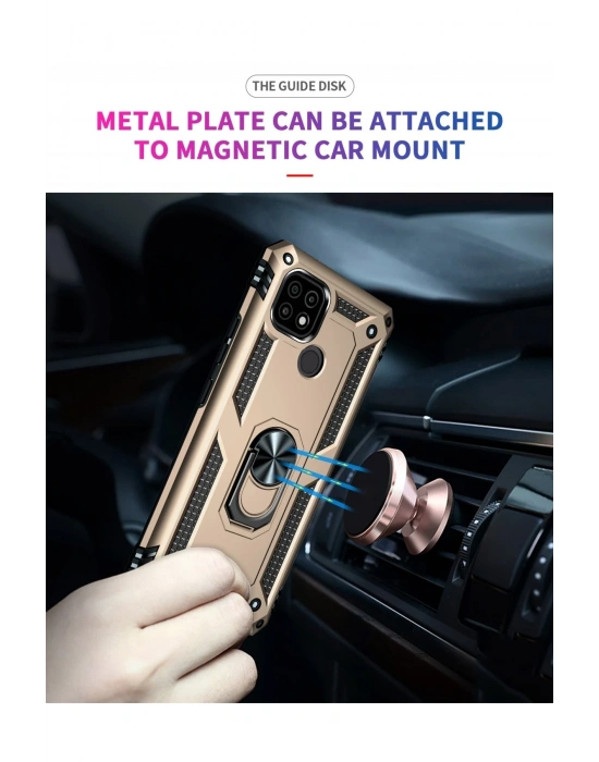 Newface Realme C21 Kılıf Sofya Yüzüklü Silikon Kapak - Gold