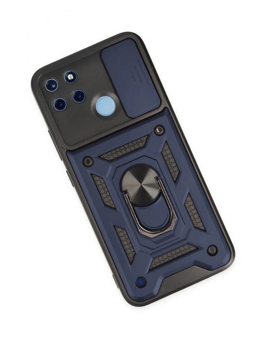 Newface Realme C25Y Kılıf Pars Lens Yüzüklü Silikon - Lacivert