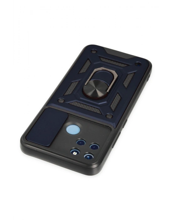 Newface Realme C25Y Kılıf Pars Lens Yüzüklü Silikon - Lacivert